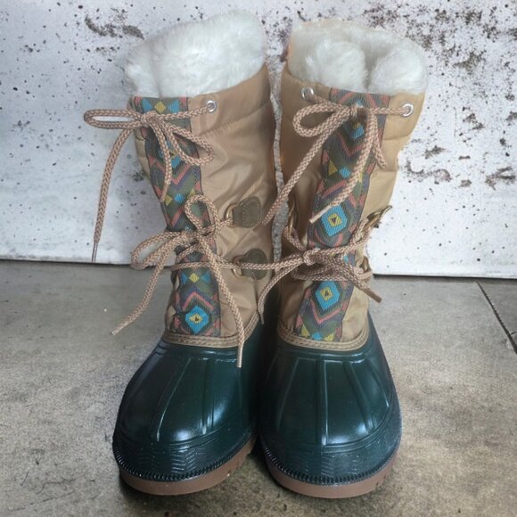 LACROSSE ( 4 ) Girls Snow Boots, Insulated Waterproof Aztec Design Boots - Picture 4 of 14